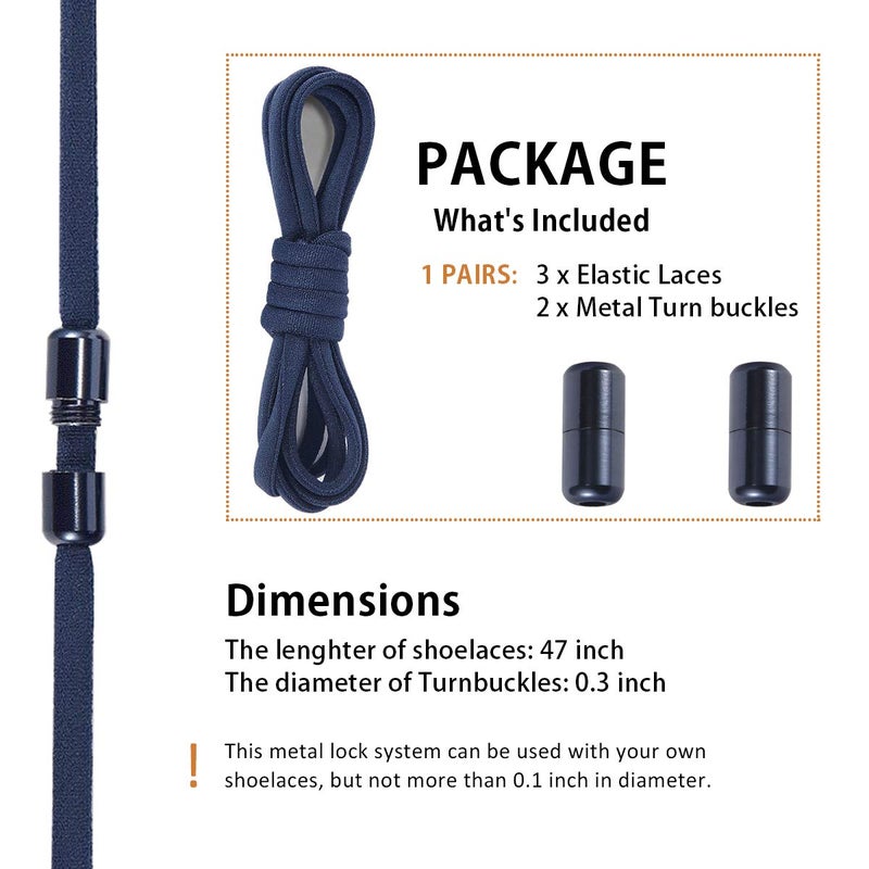 Alegrianan Elastic No Tie Shoe Laces For Adults,Kids,Elderly,One Size Fits All Navy Blue - Image 4